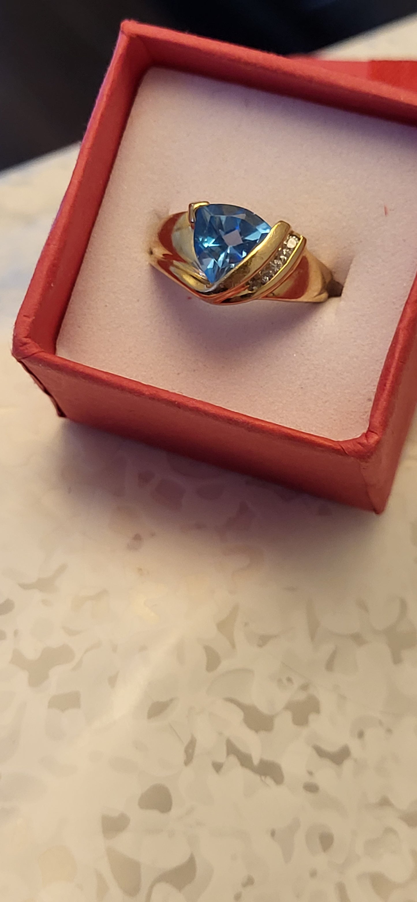 10K Yellow Gold Ring with Topaz and Diamond Accents