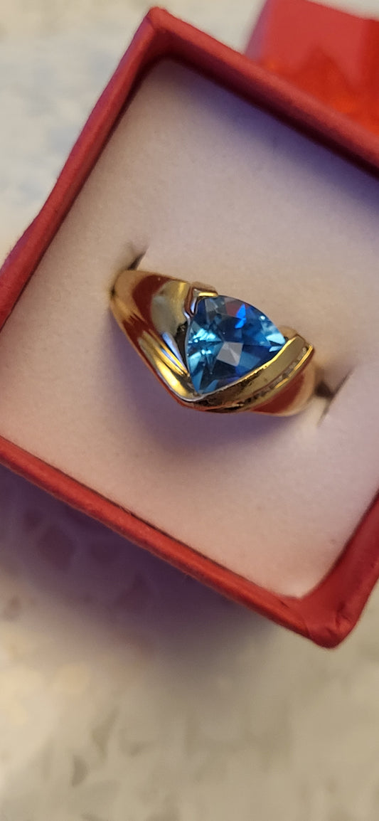 10K Yellow Gold Ring with Topaz and Diamond Accents