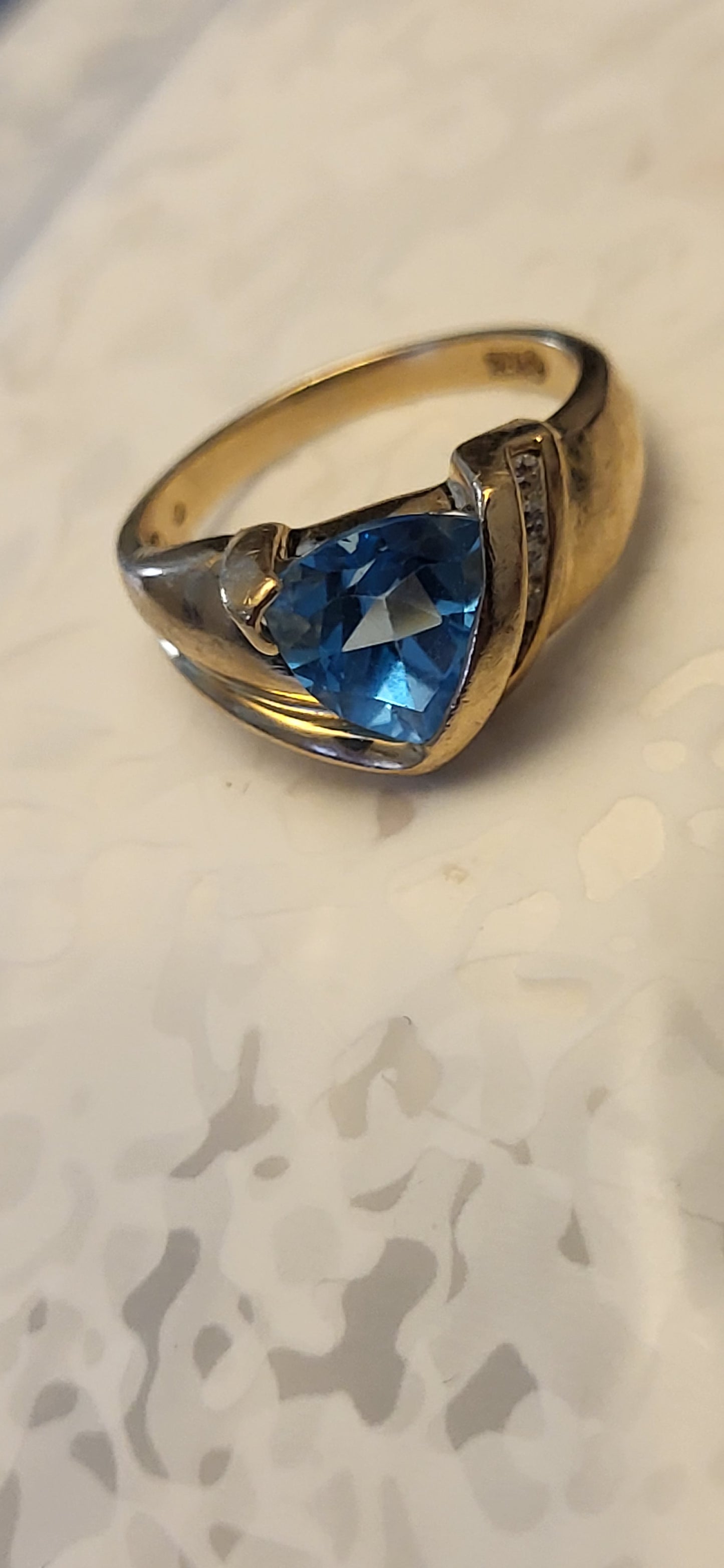 10K Yellow Gold Ring with Topaz and Diamond Accents