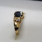 14K Yellow Gold Ring with Sapphire and Diamonds