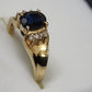 14K Yellow Gold Ring with Sapphire and Diamonds