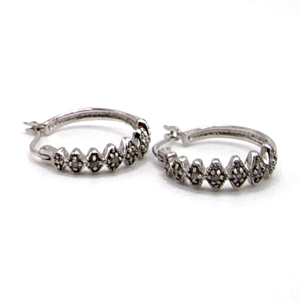 Sterling Silver and Diamond Earrings