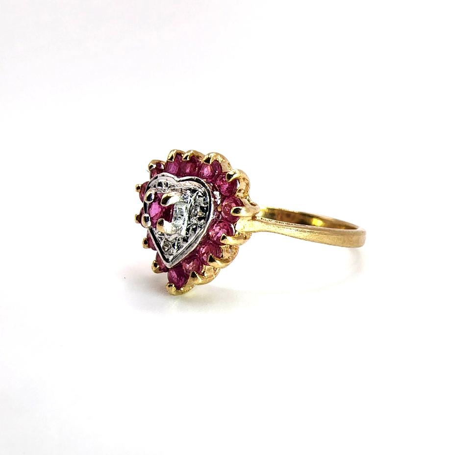 10K Yellow Gold Ring with Diamond & Ruby Gemstones