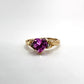 10K Yellow Gold Ring with Heart Shaped Pink Sapphire Gemstone & Diamond Accents