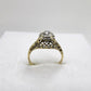 14k Yellow Gold Filigree White Sapphire Ring