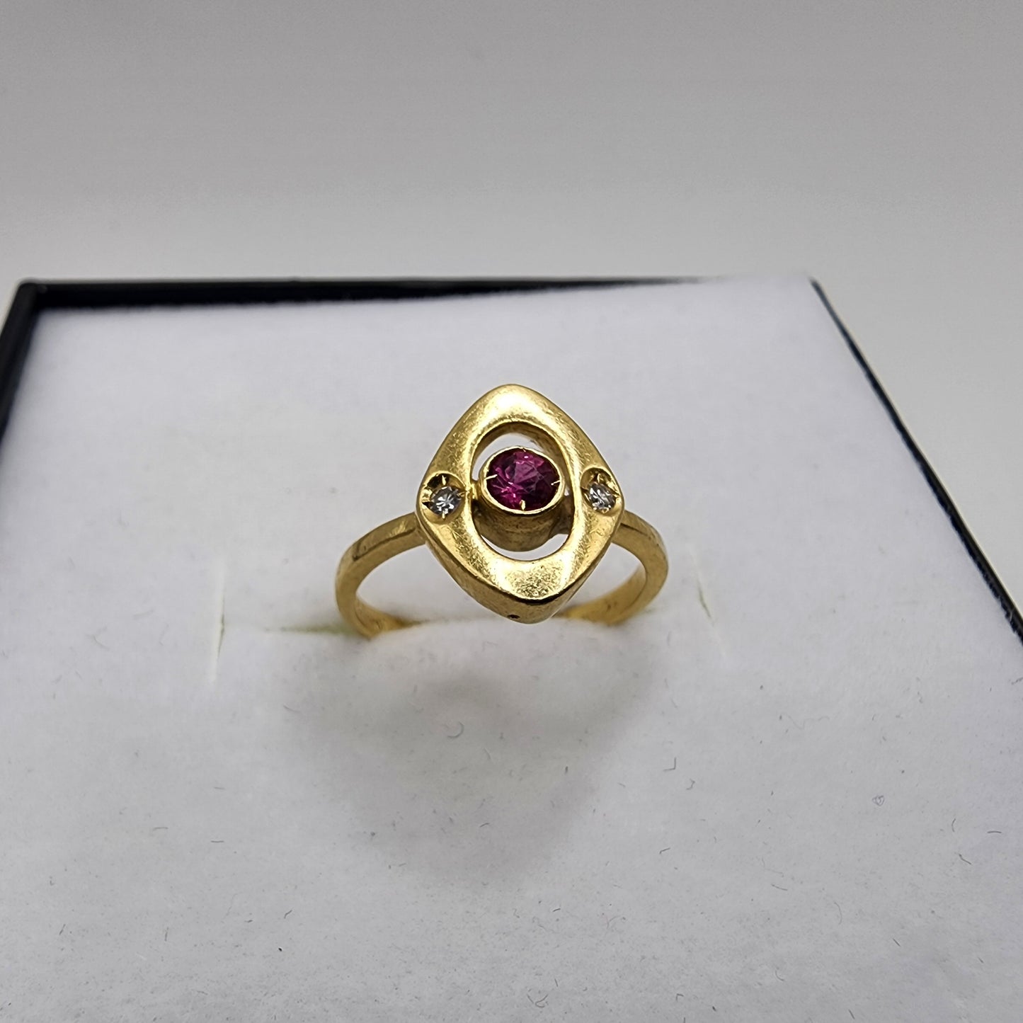 18k Yellow Gold Ruby and Diamond Ring