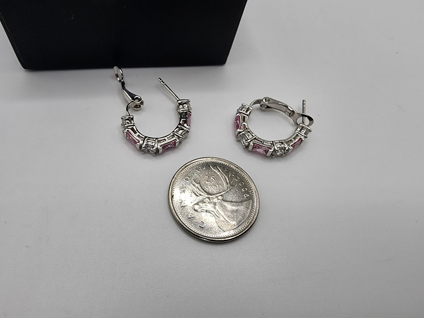 Sterling Silver Pink and Clear Crystal Earrings