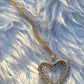 Large 10K Yellow Gold and Round Diamond Heart Pendant Necklace