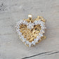 Large 10K Yellow Gold and Round Diamond Heart Pendant Necklace