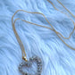 Large 10K Yellow Gold and Round Diamond Heart Pendant Necklace