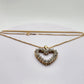 Large 10K Yellow Gold and Round Diamond Heart Pendant Necklace