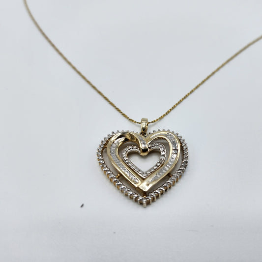 Gold over Sterling Silver Diamond Accent Heart Pendant Necklace