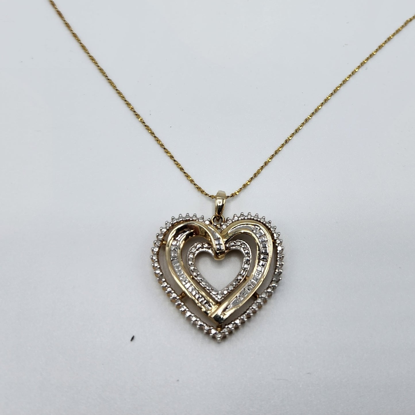 Gold over Sterling Silver Diamond Accent Heart Pendant Necklace