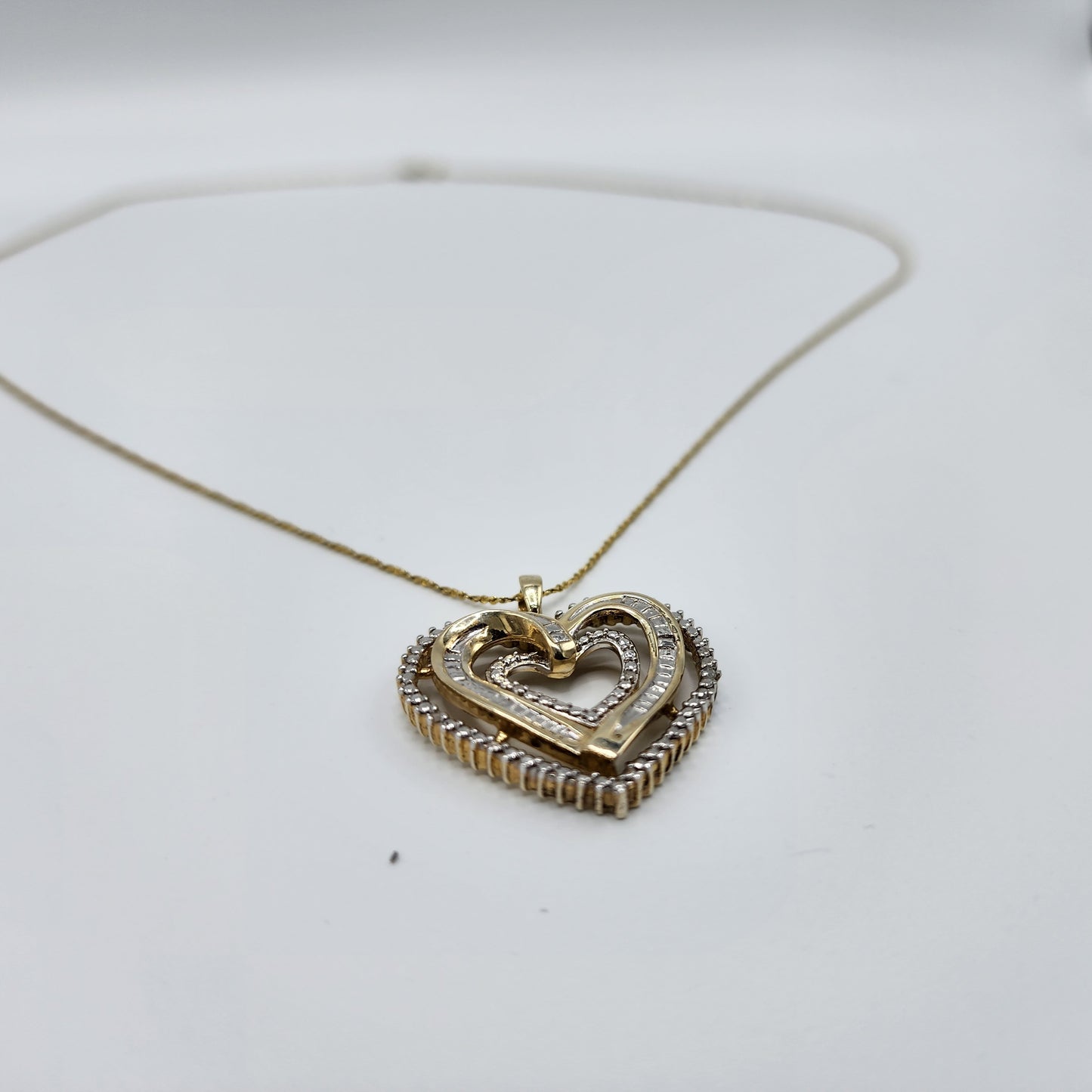 Gold over Sterling Silver Diamond Accent Heart Pendant Necklace