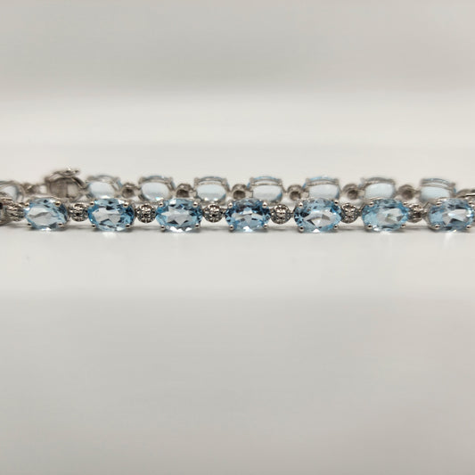 10k White Gold Topaz and Diamond Accent Bracelet