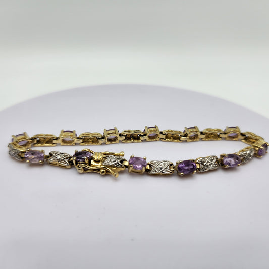 Gold over Sterling Silver Amethyst Bracelet