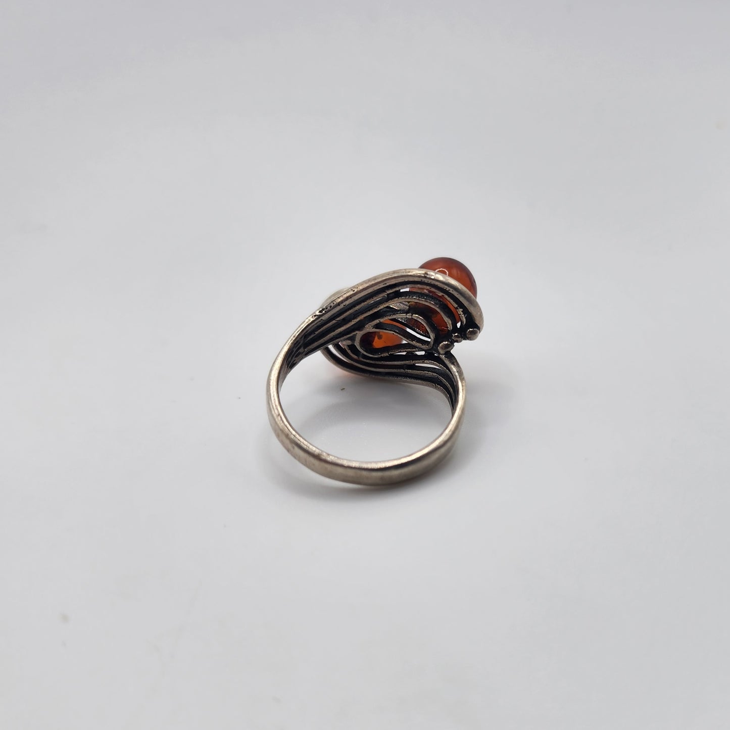 Sterling Silver Amber Ring