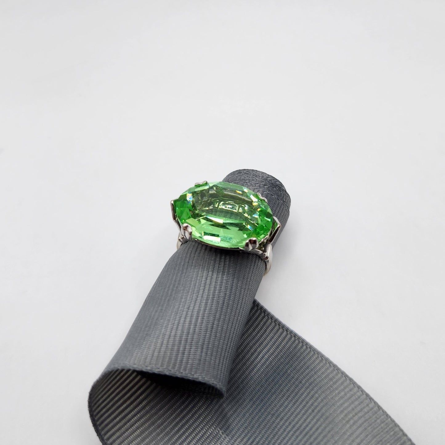 Sterling Silver Green Crystal Ring