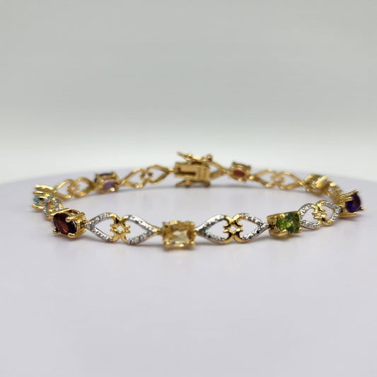 Gold over Sterling Silver Multigem Bracelet