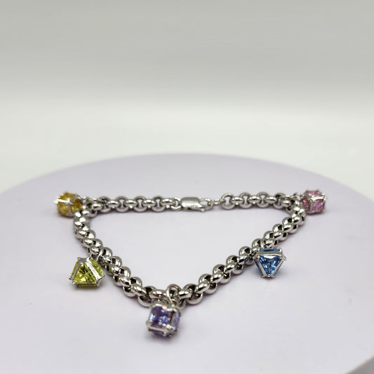 Sterling Silver Multi Colour Crystal Bracelet