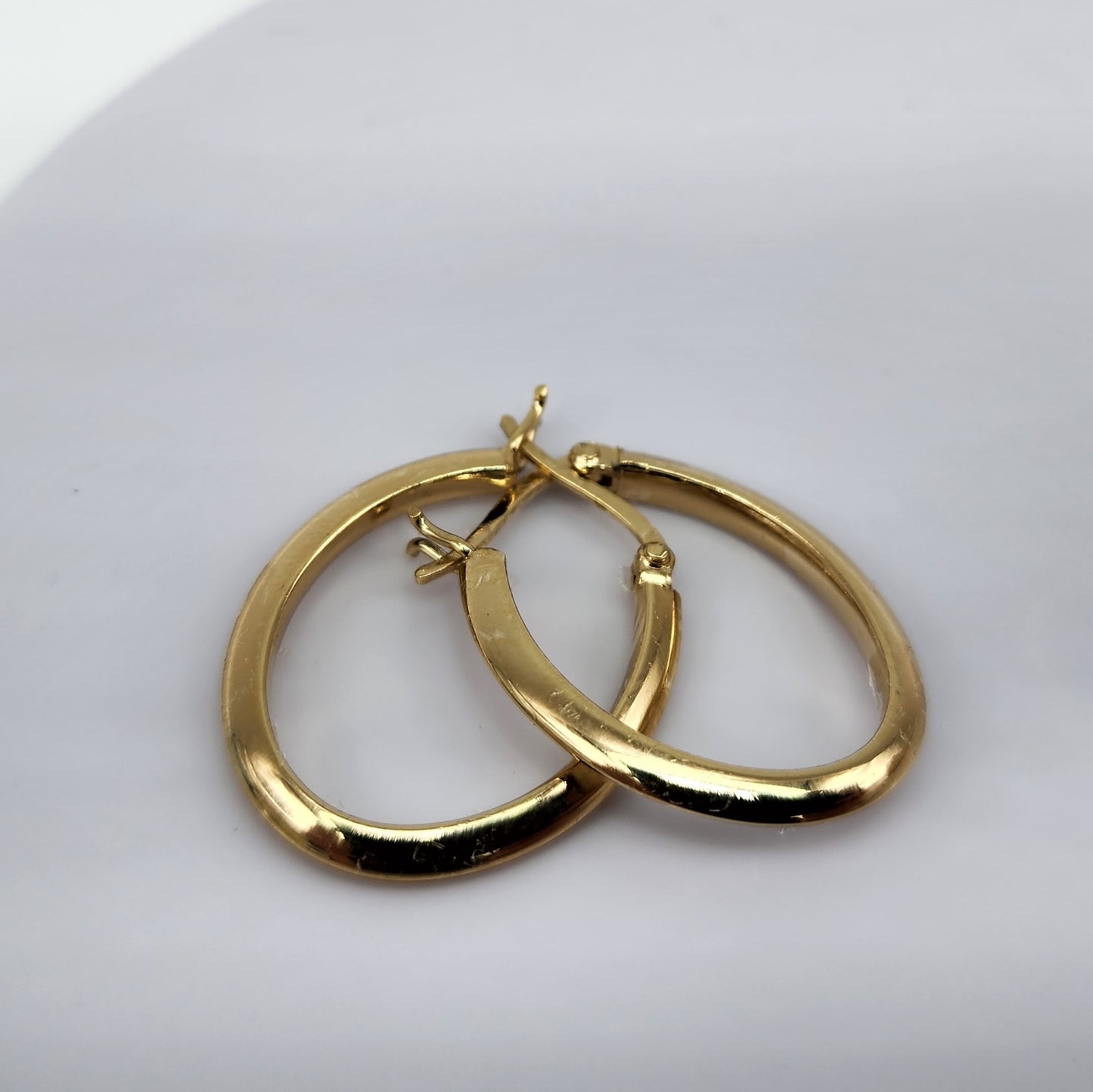 Gold over Sterling Silver Oval Hoop Earrings