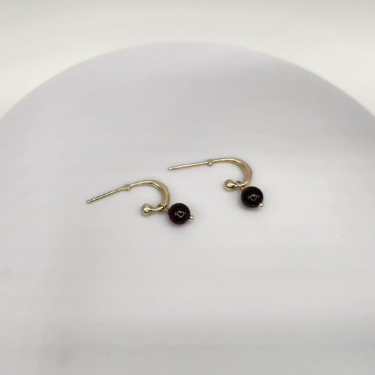 Sterling Silver Garnet Bead Earrings