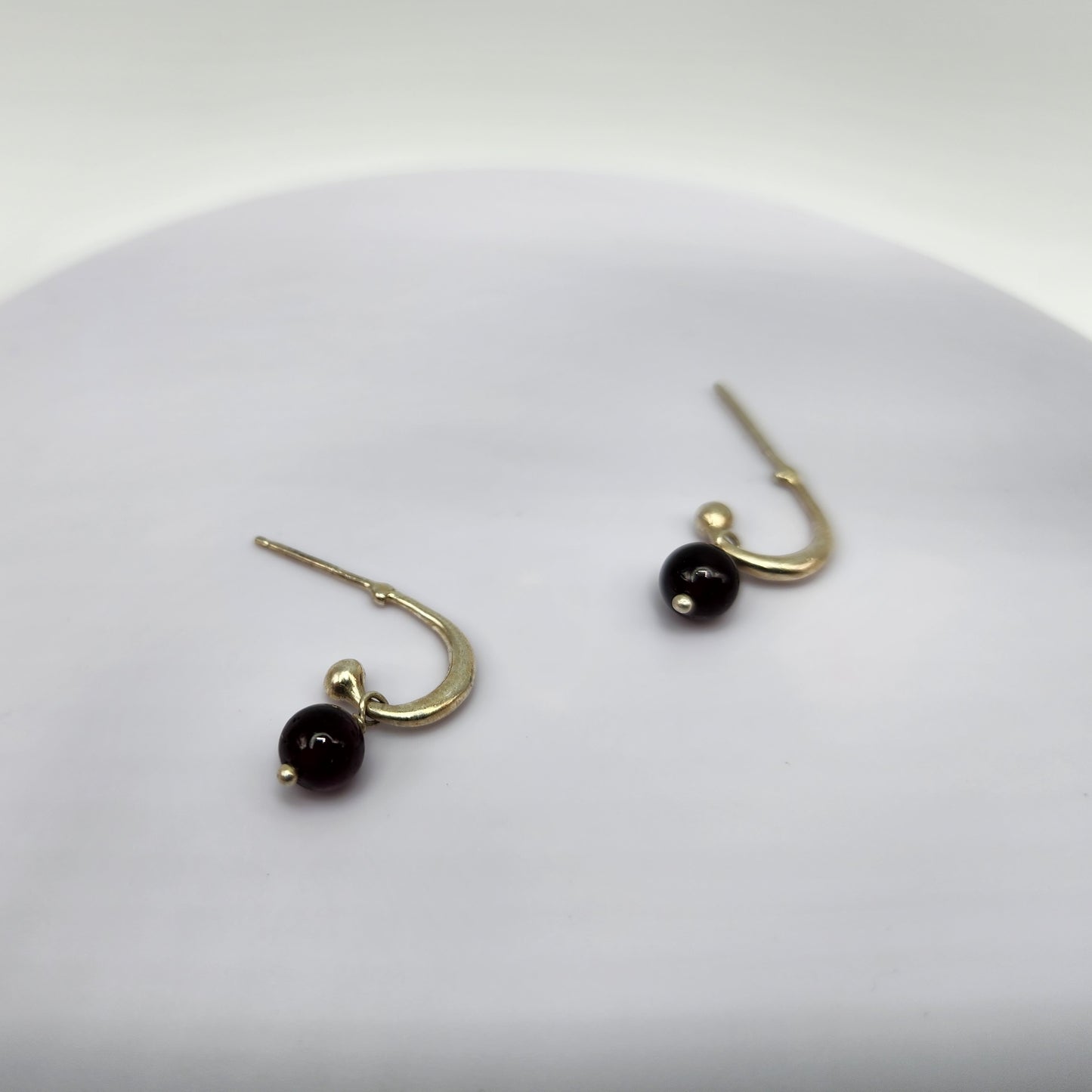 Sterling Silver Garnet Bead Earrings