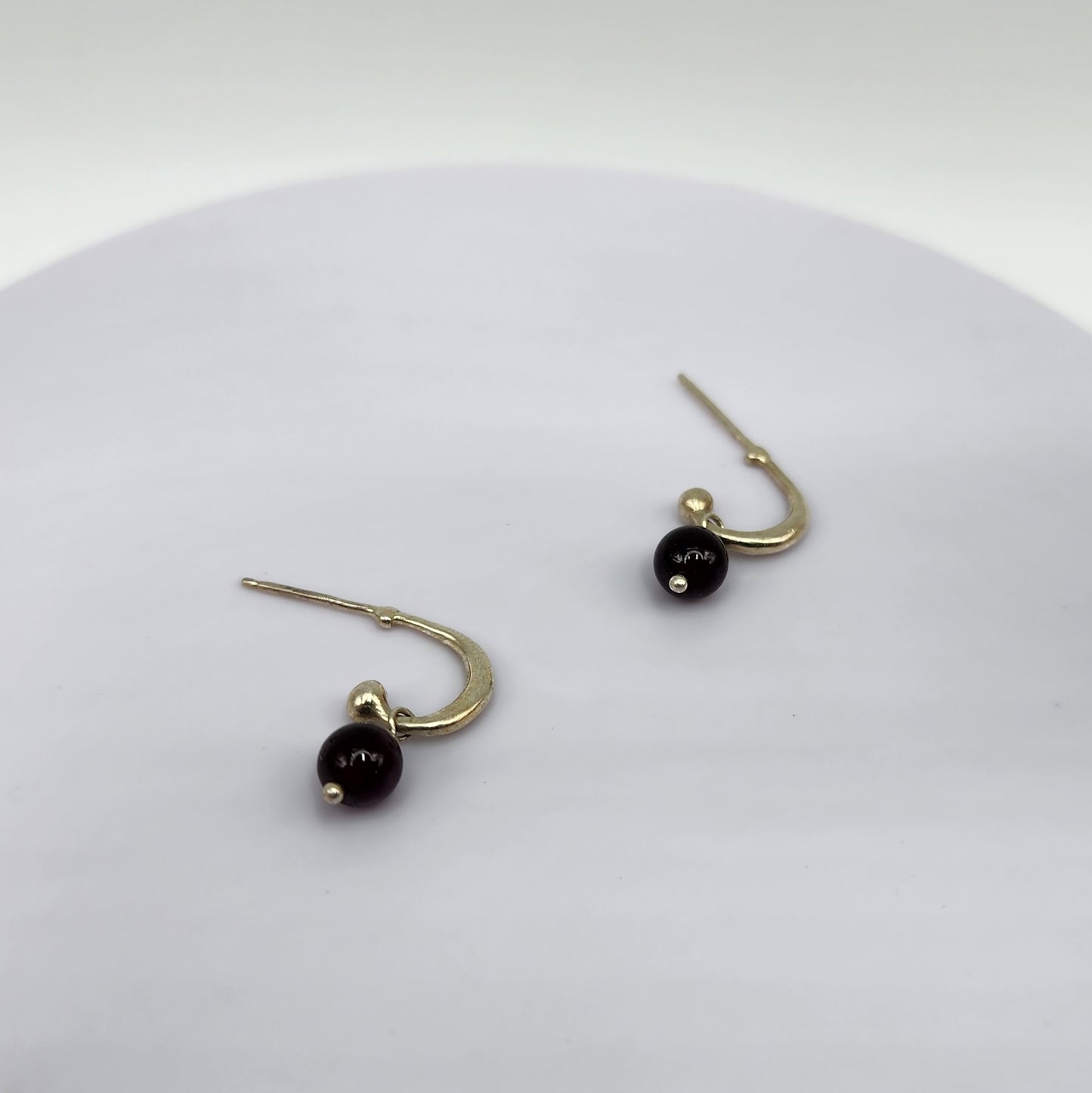 Sterling Silver Garnet Bead Earrings