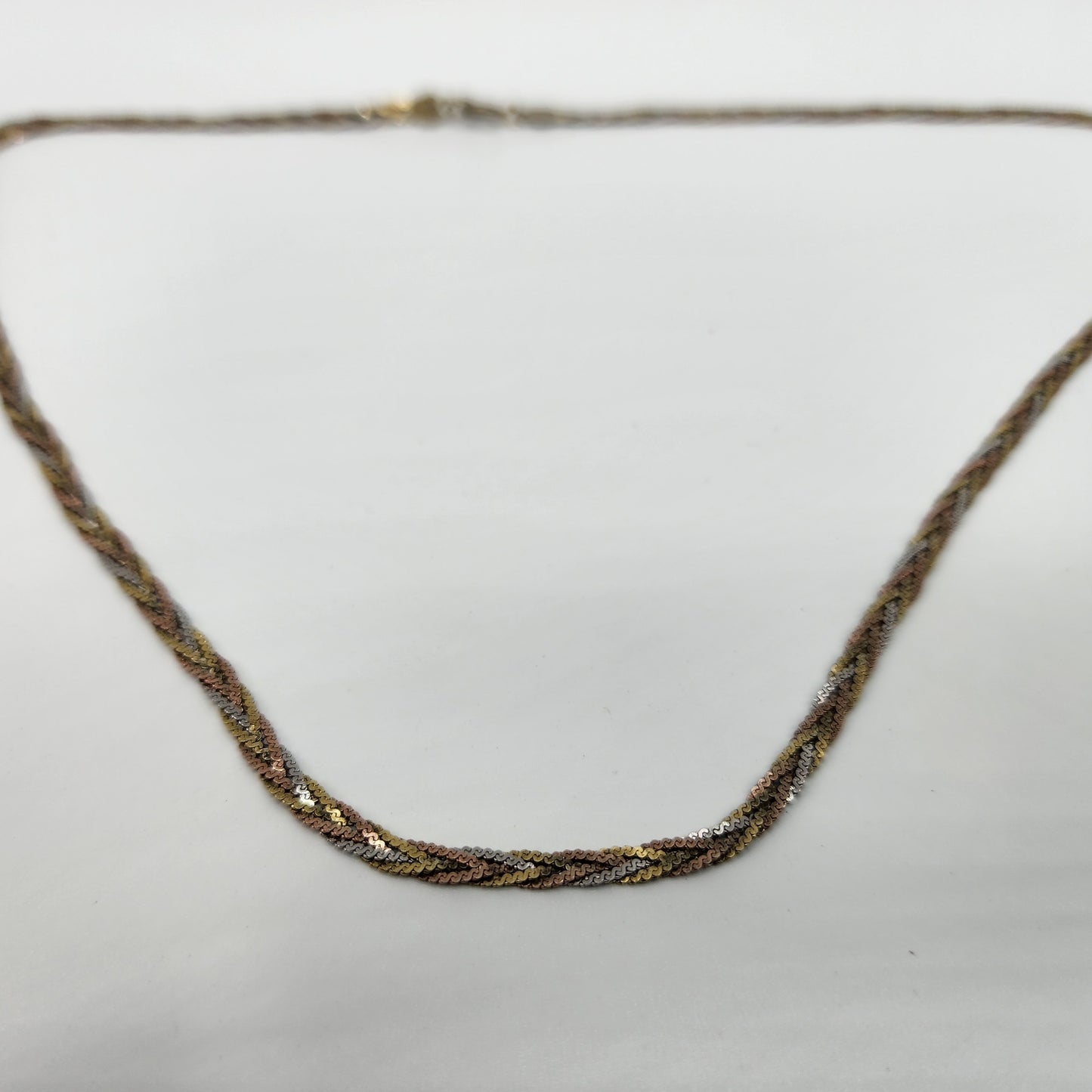 Three Told Sterling Silver Braided Necklace