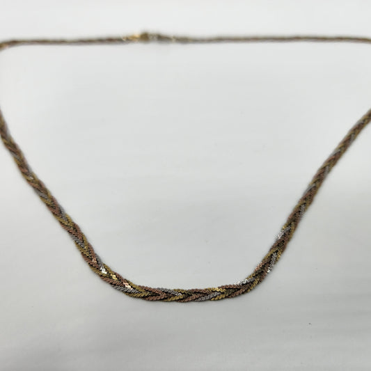 Three Told Sterling Silver Braided Necklace