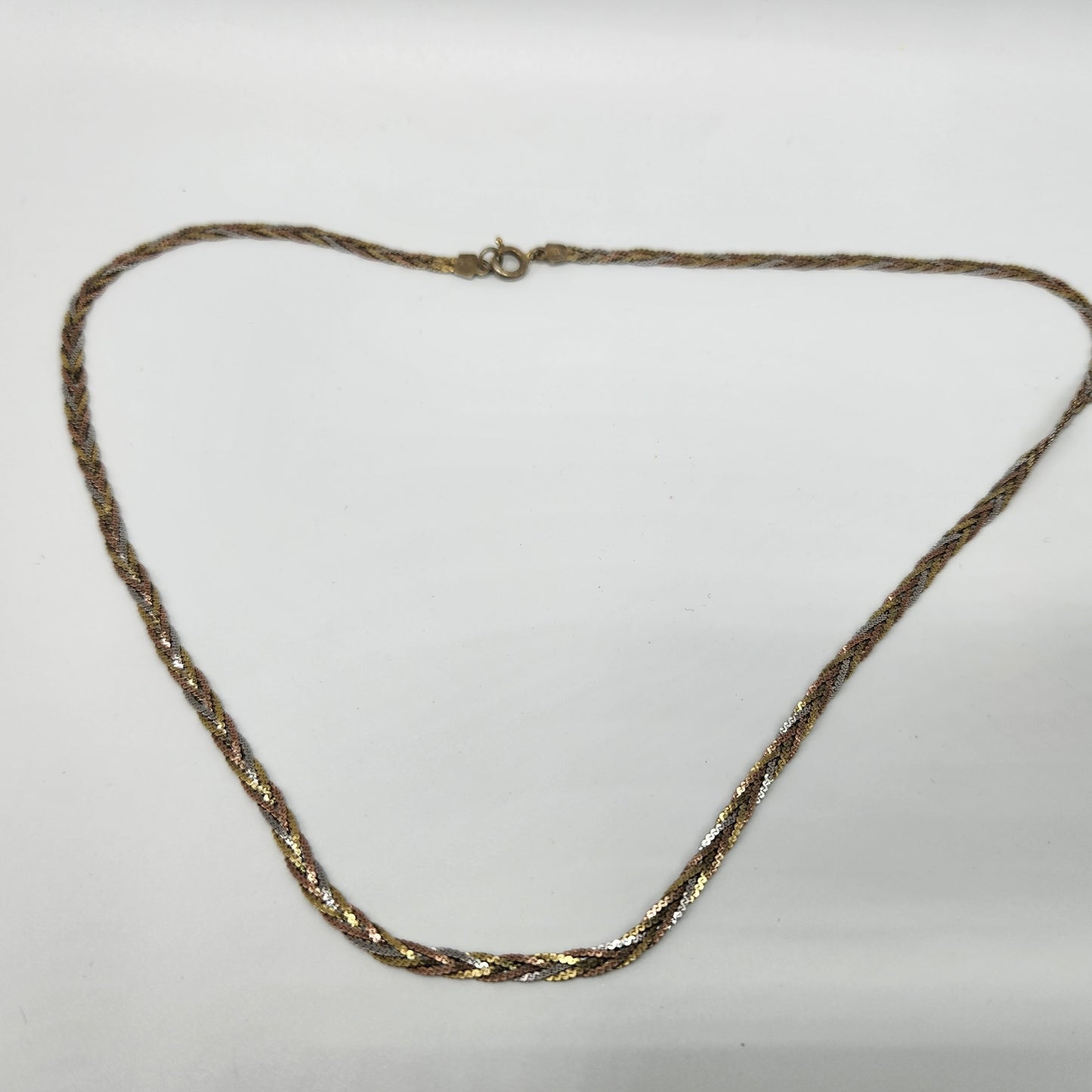 Three Told Sterling Silver Braided Necklace