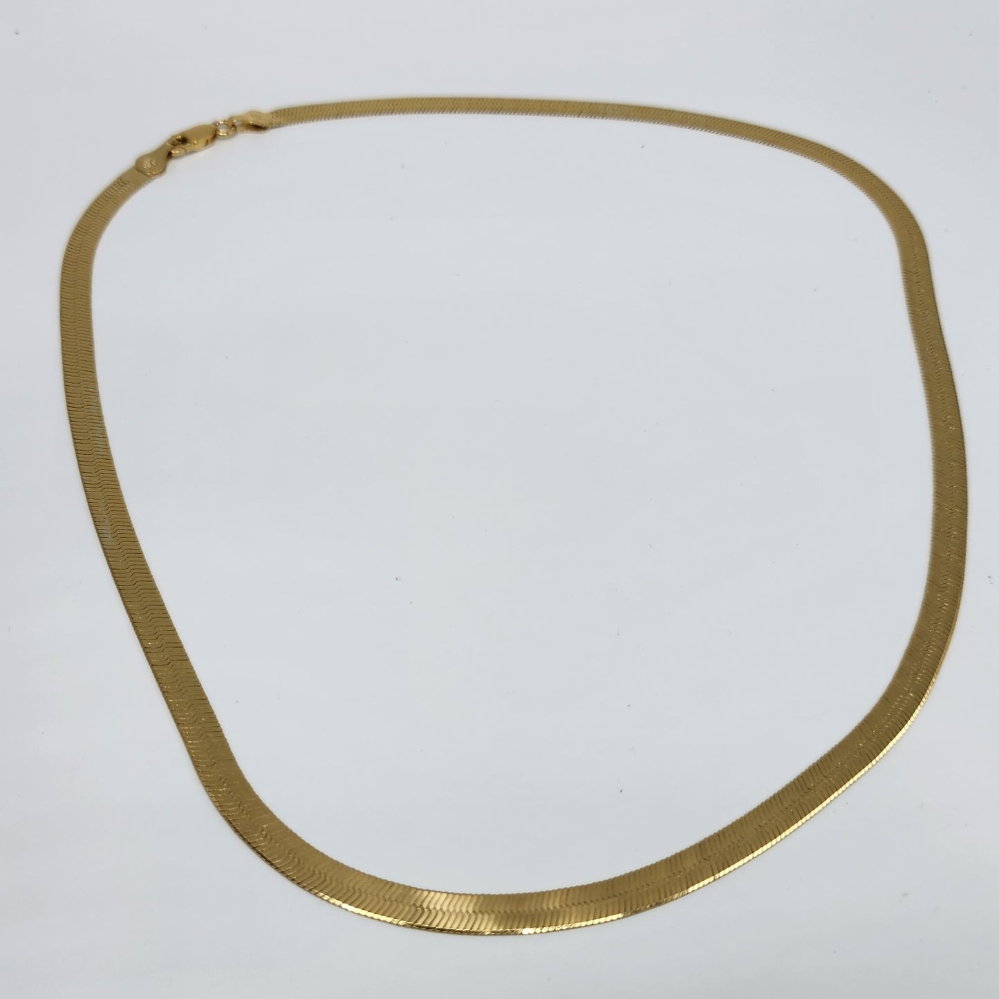 Gold over Sterling Silver Herringbone Chain Necklace