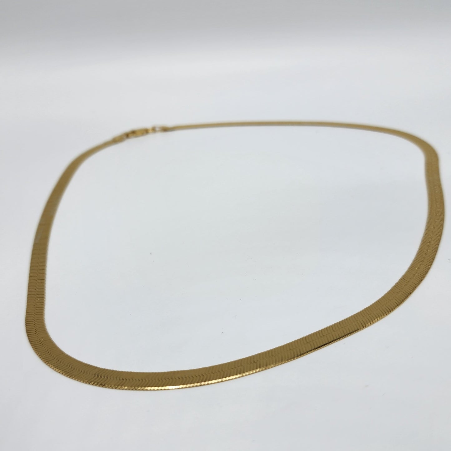 Gold over Sterling Silver Herringbone Chain Necklace