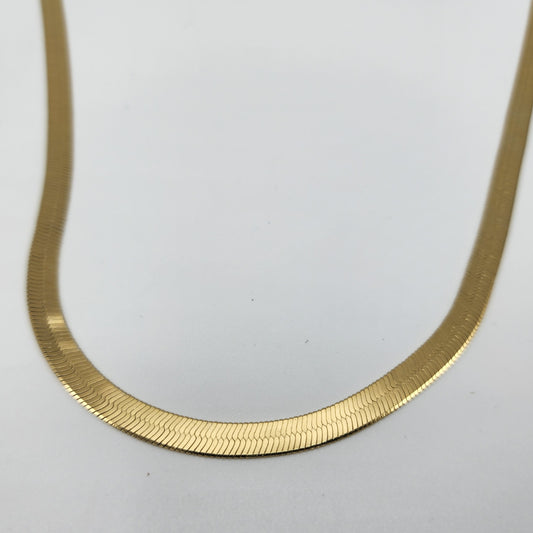Gold over Sterling Silver Herringbone Chain Necklace