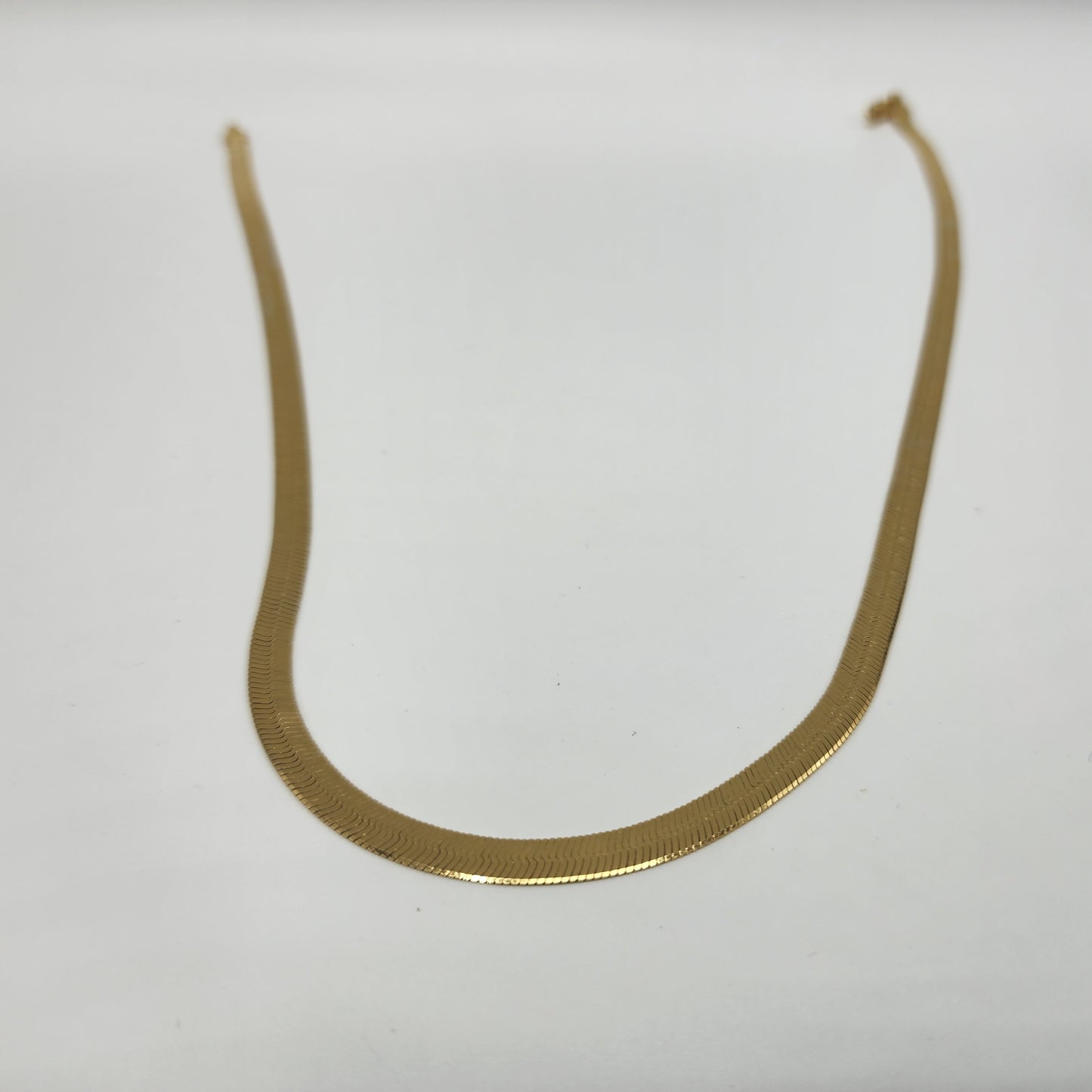 Gold over Sterling Silver Herringbone Chain Necklace