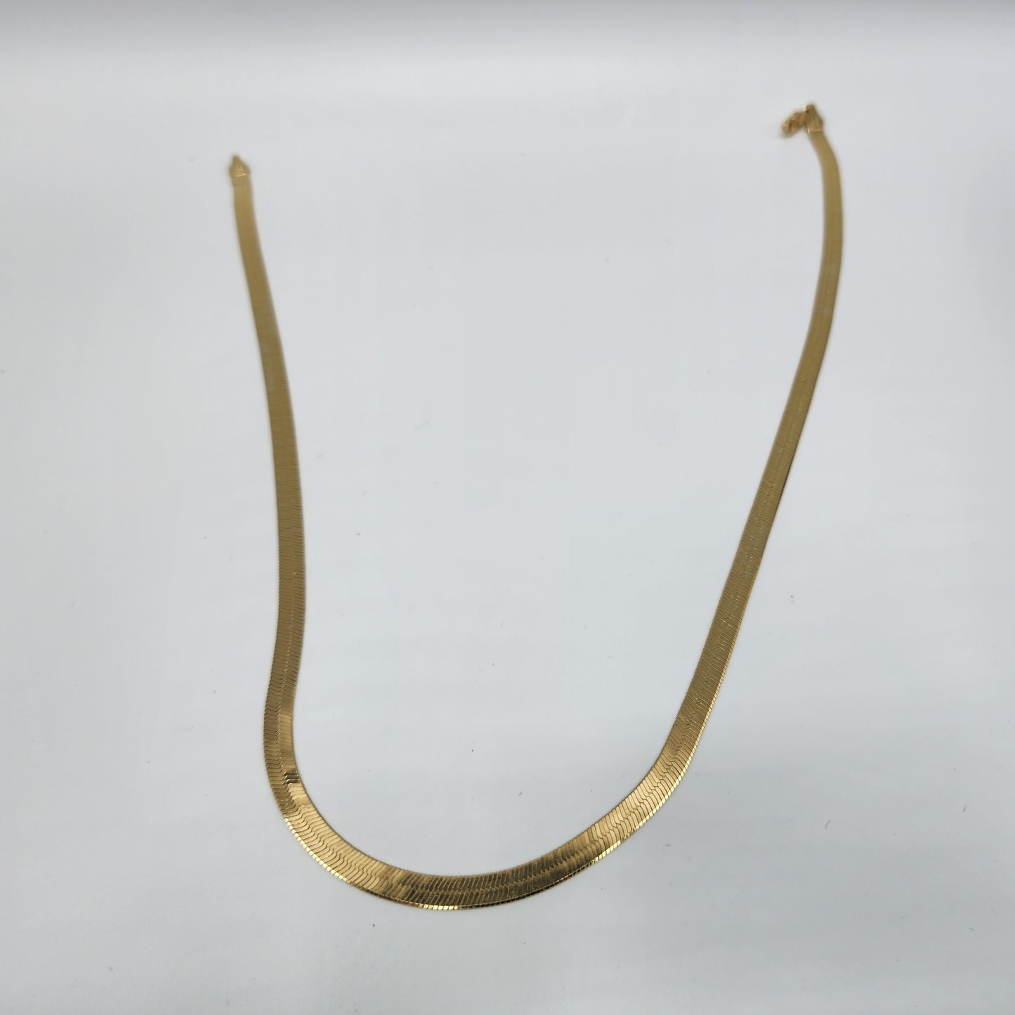 Gold over Sterling Silver Herringbone Chain Necklace