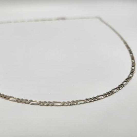 Long sterling Silver Figaro Chain Necklace