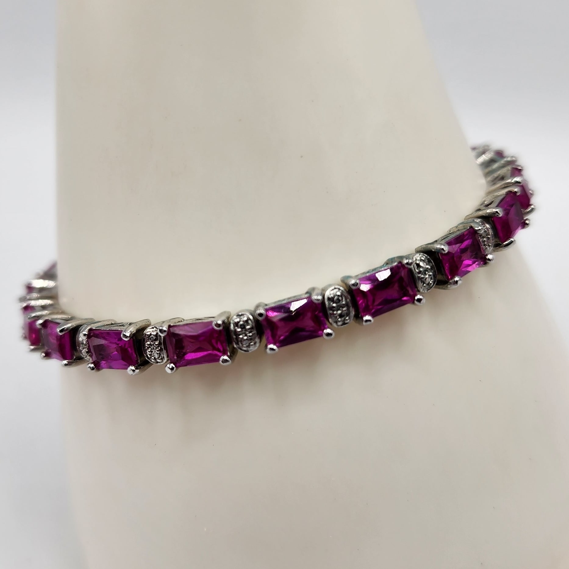 Silver and store ruby bracelet