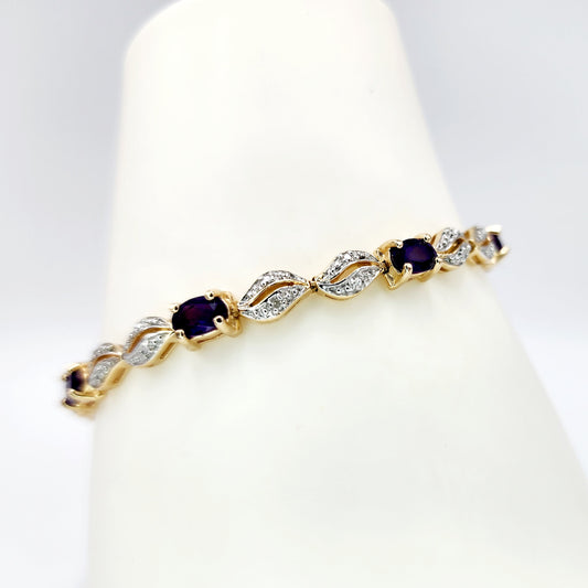 Gold over Sterling Silver Amethyst Diamond accent Bracelet