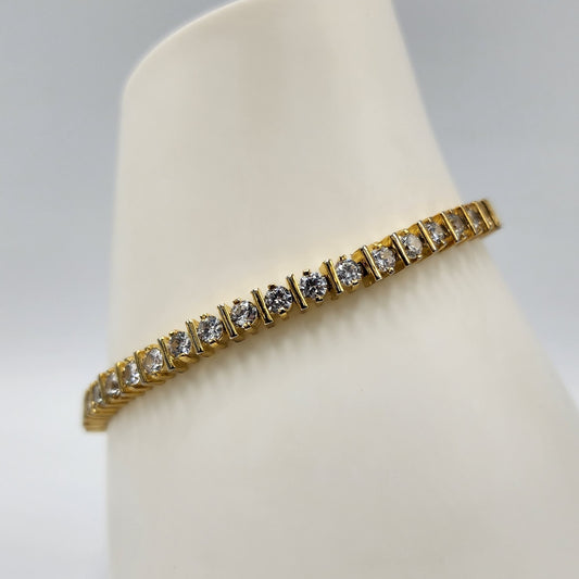 Gold over Sterling Silver Crystal Bracelet