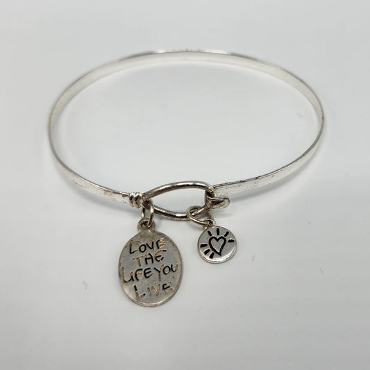 Sterling Silver Love Charm Bangle