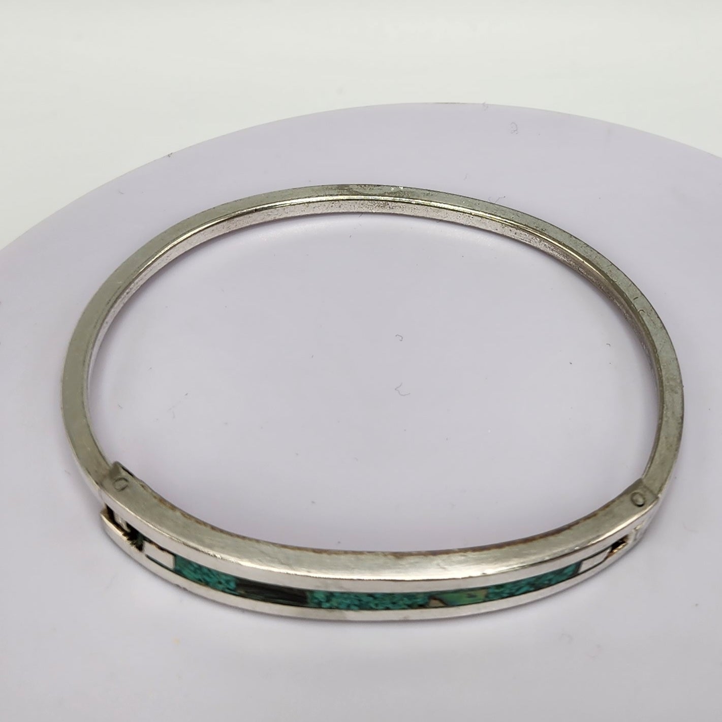 Sterling Silver Mother of Pearl Turquoise Bangle