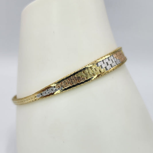 Three Tone Gold over Sterling Silver Bracelet