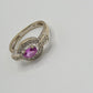 14k White Gold Ring with Ruby and Diamond