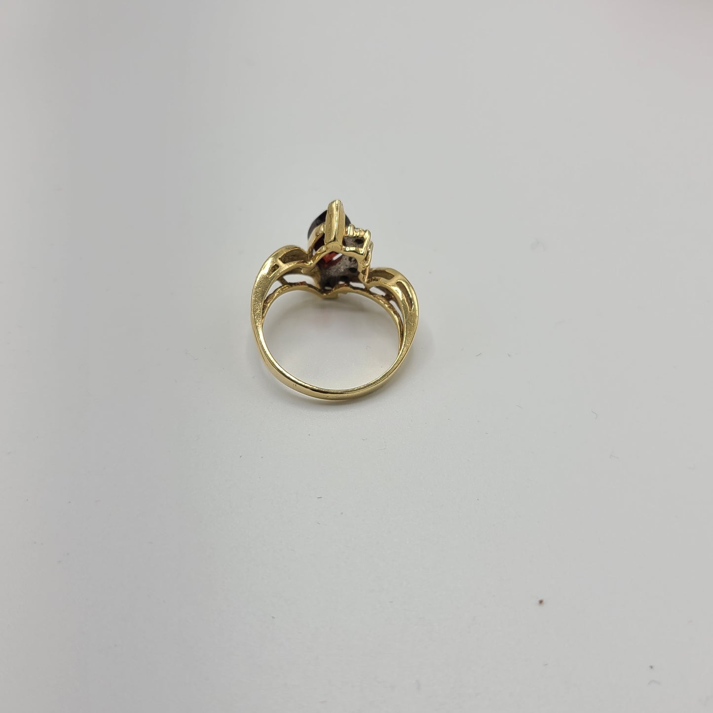 10k Yellow Gold Ring with Garnet and Diamonds