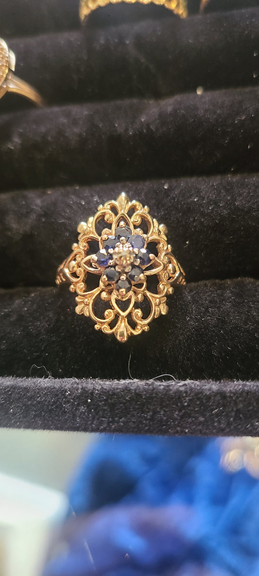 10K Yellow Gold Ring With Sapphires