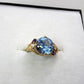 10K Yellow Gold Large Blue Topaz & Diamond Amethyst accents OFAKC Ring