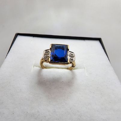 10K Yellow Gold Large Spinel & Diamond Accent Ring