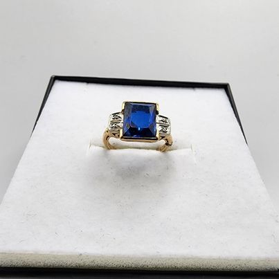 10K Yellow Gold Large Spinel & Diamond Accent Ring