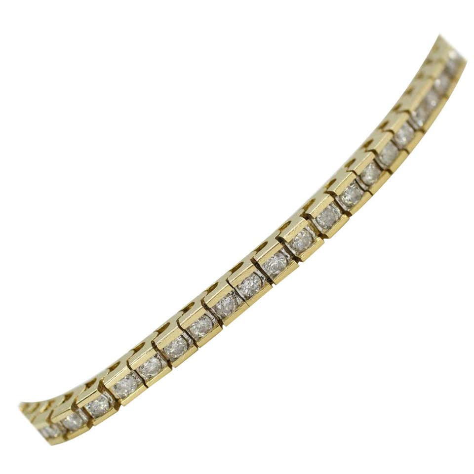 14K Yellow Gold Bracelet with channel Set Diamonds